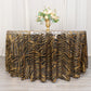 120" Black Gold Wave Mesh Round Tablecloth With Embroidered Sequins