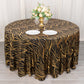 120" Black Gold Wave Mesh Round Tablecloth With Embroidered Sequins