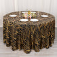 120" Black Gold Wave Mesh Round Tablecloth With Embroidered Sequins