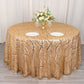 120" Gold Wave Mesh Round Tablecloth With Embroidered Sequins