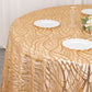 120" Gold Wave Mesh Round Tablecloth With Embroidered Sequins
