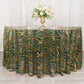 120" Hunter Emerald Green Gold Wave Mesh Round Tablecloth With Embroidered Sequins