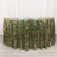 120" Hunter Emerald Green Gold Wave Mesh Round Tablecloth With Embroidered Sequins