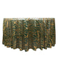 120" Hunter Emerald Green Gold Wave Mesh Round Tablecloth With Embroidered Sequins
