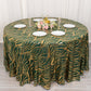 120" Hunter Emerald Green Gold Wave Mesh Round Tablecloth With Embroidered Sequins
