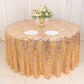 120" Rose Gold Wave Mesh Round Tablecloth With Gold Embroidered Sequins