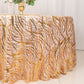 120" Rose Gold Wave Mesh Round Tablecloth With Gold Embroidered Sequins
