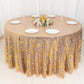 120" Rose Gold Wave Mesh Round Tablecloth With Gold Embroidered Sequins