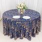 120" Royal Blue Gold Wave Mesh Round Tablecloth With Embroidered Sequins