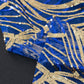 120" Royal Blue Gold Wave Mesh Round Tablecloth With Embroidered Sequins