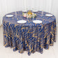 120" Royal Blue Gold Wave Mesh Round Tablecloth With Embroidered Sequins