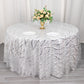 120" Silver Wave Mesh Round Tablecloth With Embroidered Sequins