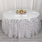 120" Silver Wave Mesh Round Tablecloth With Embroidered Sequins