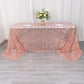 90"x156" Rose Gold Wave Mesh Rectangular Tablecloth With Embroidered Sequins