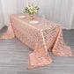 90"x156" Rose Gold Wave Mesh Rectangular Tablecloth With Embroidered Sequins