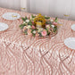 90"x156" Rose Gold Wave Mesh Rectangular Tablecloth With Embroidered Sequins