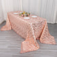 90"x156" Rose Gold Wave Mesh Rectangular Tablecloth With Embroidered Sequins