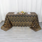 90"x156" Black Gold Wave Mesh Rectangular Tablecloth With Embroidered Sequins