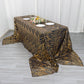 90"x156" Black Gold Wave Mesh Rectangular Tablecloth With Embroidered Sequins