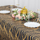 90"x156" Black Gold Wave Mesh Rectangular Tablecloth With Embroidered Sequins