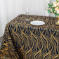 90"x156" Black Gold Wave Mesh Rectangular Tablecloth With Embroidered Sequins