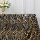 90"x156" Black Gold Wave Mesh Rectangular Tablecloth With Embroidered Sequins