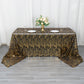 90"x156" Black Gold Wave Mesh Rectangular Tablecloth With Embroidered Sequins