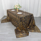 90"x156" Black Gold Wave Mesh Rectangular Tablecloth With Embroidered Sequins