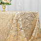 90"x156" Champagne Wave Mesh Rectangular Tablecloth With Embroidered Sequins