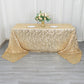 90"x156" Champagne Wave Mesh Rectangular Tablecloth With Embroidered Sequins