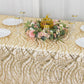 90"x156" Champagne Wave Mesh Rectangular Tablecloth With Embroidered Sequins