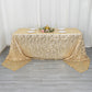 90"x156" Champagne Wave Mesh Rectangular Tablecloth With Embroidered Sequins