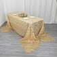 90"x156" Champagne Wave Mesh Rectangular Tablecloth With Embroidered Sequins