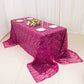 90"x156" Fuchsia Silver Wave Mesh Rectangular Tablecloth With Embroidered Sequins