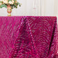 90"x156" Fuchsia Silver Wave Mesh Rectangular Tablecloth With Embroidered Sequins