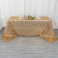 90"x156" Gold Wave Mesh Rectangular Tablecloth With Embroidered Sequins