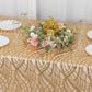90"x156" Gold Wave Mesh Rectangular Tablecloth With Embroidered Sequins