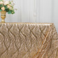 90"x156" Gold Wave Mesh Rectangular Tablecloth With Embroidered Sequins