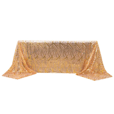Opulent Design of the Rose Gold Wave Mesh Tablecloth
