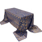 90"x156" Royal Blue Gold Wave Mesh Rectangular Tablecloth With Embroidered Sequins