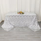 90"x156" Silver Wave Mesh Rectangular Tablecloth With Embroidered Sequins