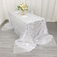 90"x156" Silver Wave Mesh Rectangular Tablecloth With Embroidered Sequins