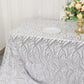 90"x156" Silver Wave Mesh Rectangular Tablecloth With Embroidered Sequins