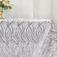 90"x156" Silver Wave Mesh Rectangular Tablecloth With Embroidered Sequins