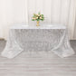 90"x156" Silver Wave Mesh Rectangular Tablecloth With Embroidered Sequins