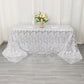 90"x156" Silver Wave Mesh Rectangular Tablecloth With Embroidered Sequins