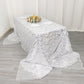 90"x156" Silver Wave Mesh Rectangular Tablecloth With Embroidered Sequins