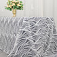90"x156" White Black Wave Mesh Rectangular Tablecloth With Embroidered Sequins