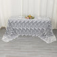 90"x156" White Black Wave Mesh Rectangular Tablecloth With Embroidered Sequins