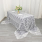 90"x156" White Black Wave Mesh Rectangular Tablecloth With Embroidered Sequins